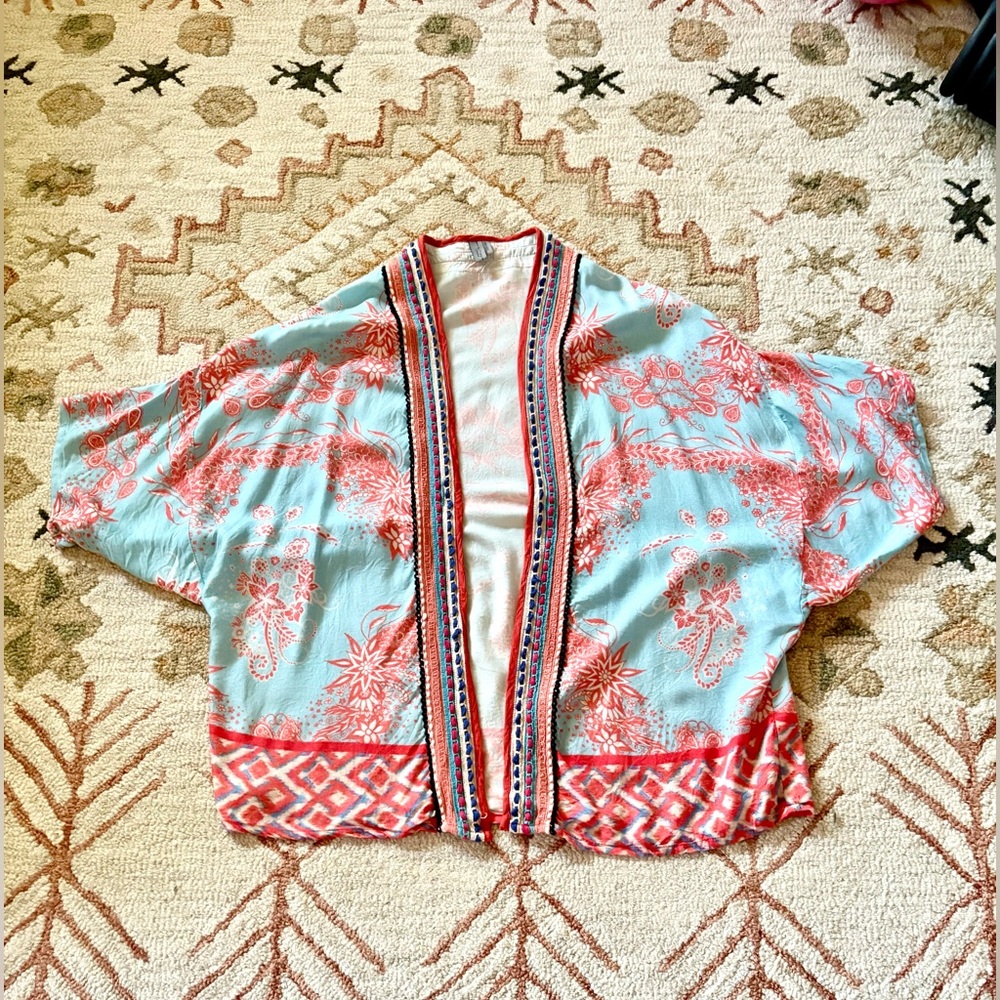 Anthropologie Floral Ikat Kimono one size
